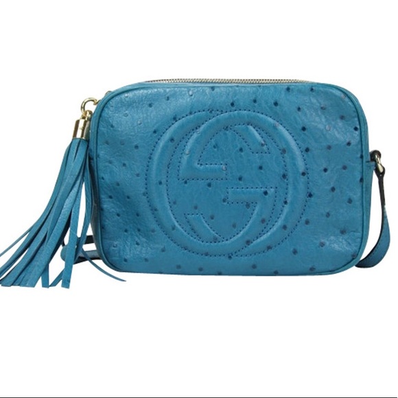 Gucci Handbags - GUCCI TEAL OSTRICH LEATHER SOHO DISCO CROSSBODY